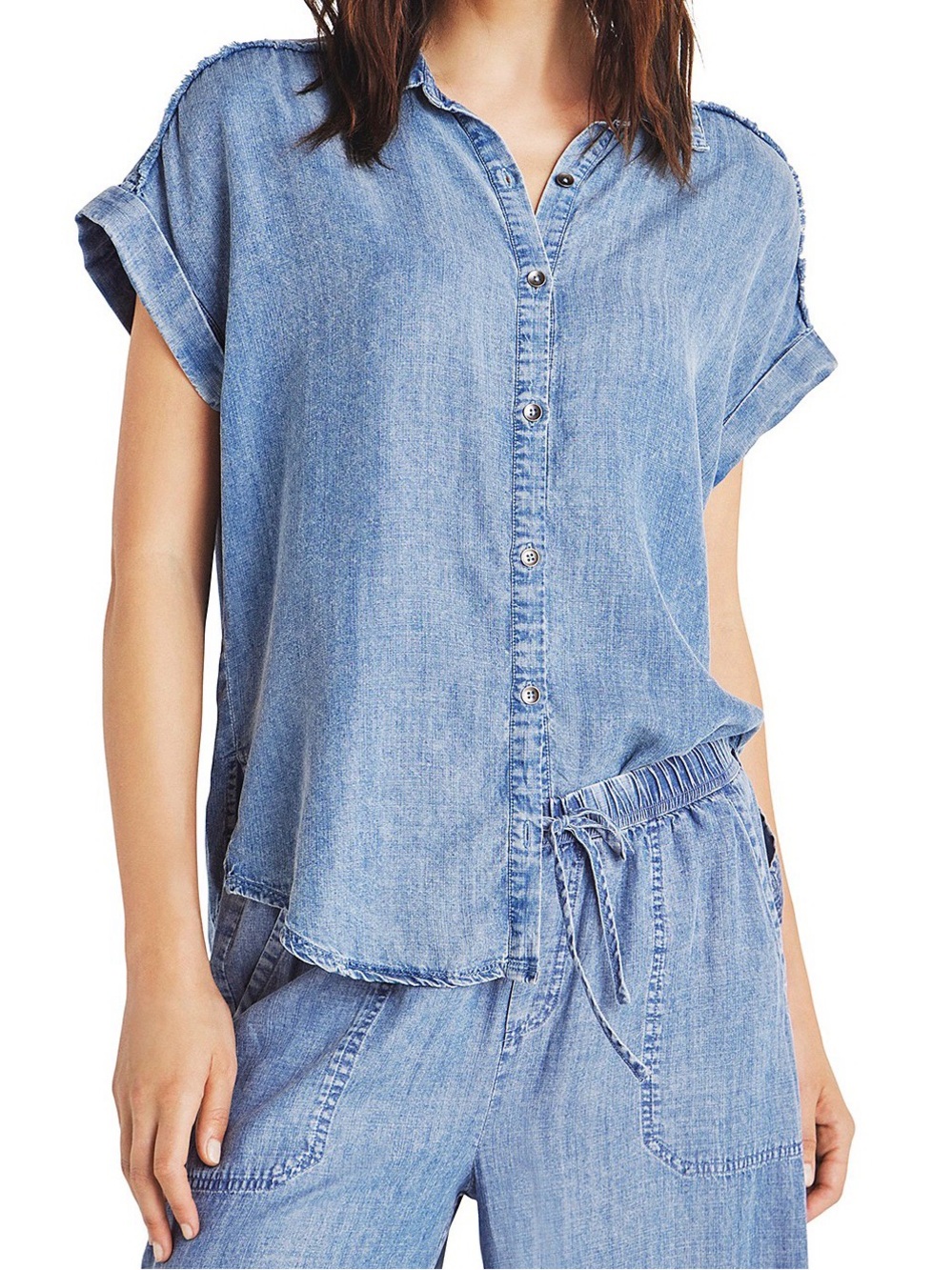 Splendid Kathryn Chambray Short Sleeve Shirt